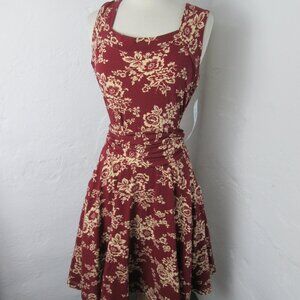 Effie's Heart Women's XL Red Floral Sleeveless Pullover Knit Dress NEW